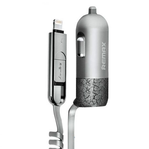 Комплект прикурювач Remax Finchy Lightning/Micro USB + USB 3.4a (Silver)
