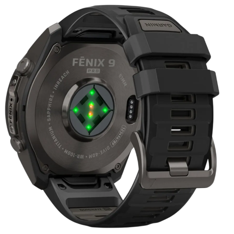Garmin Fenix 9 Pro 51mm LTE AMOLED Sapphire Carbon Gray DLC Titanium with Black/Pebble Gray Silicone Band (010-04337-10/11)