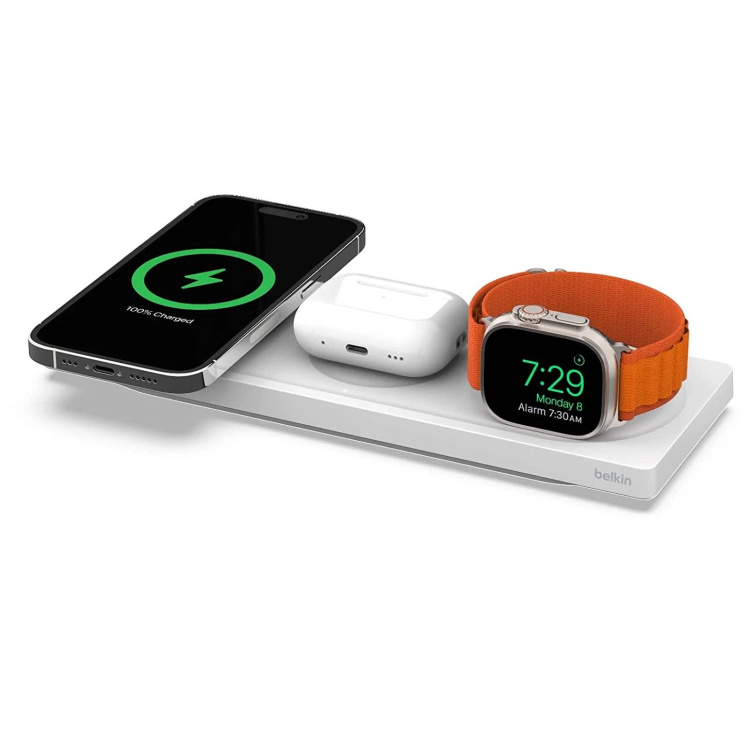 Беспроводная зарядка Belkin 3-in-1 MagSafe Wireless Stand White (WIZ016VFWH)