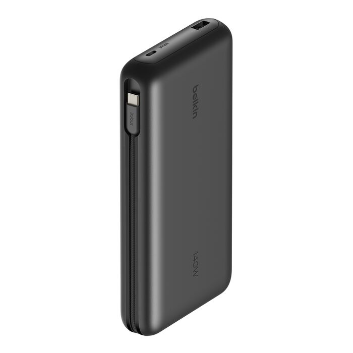 Зарядний пристрій Power Bank Belkin 25000мАh, 158W, з інтегрованим кабелем USB-C (Black) (BPB039HQBK)