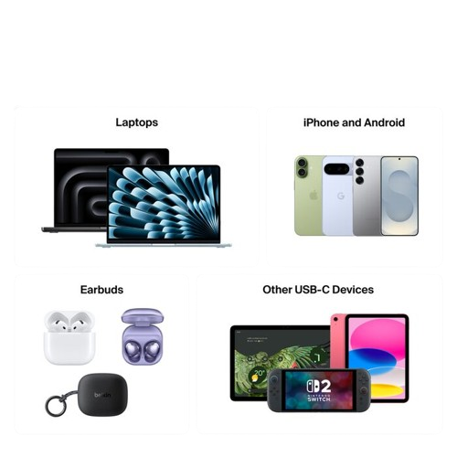 Зарядний пристрій Power Bank Belkin 25000мАh, 158W, з інтегрованим кабелем USB-C (Black) (BPB039HQBK)
