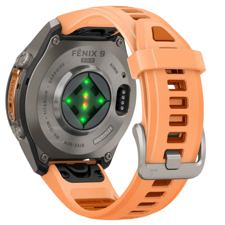 Garmin Fenix 9 Pro 43mm AMOLED Sapphire Titanium with Shell Pink/Autumn Orange Silicone Band (010-04335-05/06)