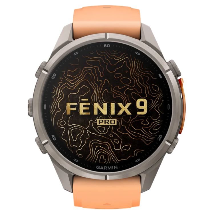 Garmin Fenix 9 Pro 43mm AMOLED Sapphire Titanium with Shell Pink/Autumn Orange Silicone Band (010-04335-05/06)