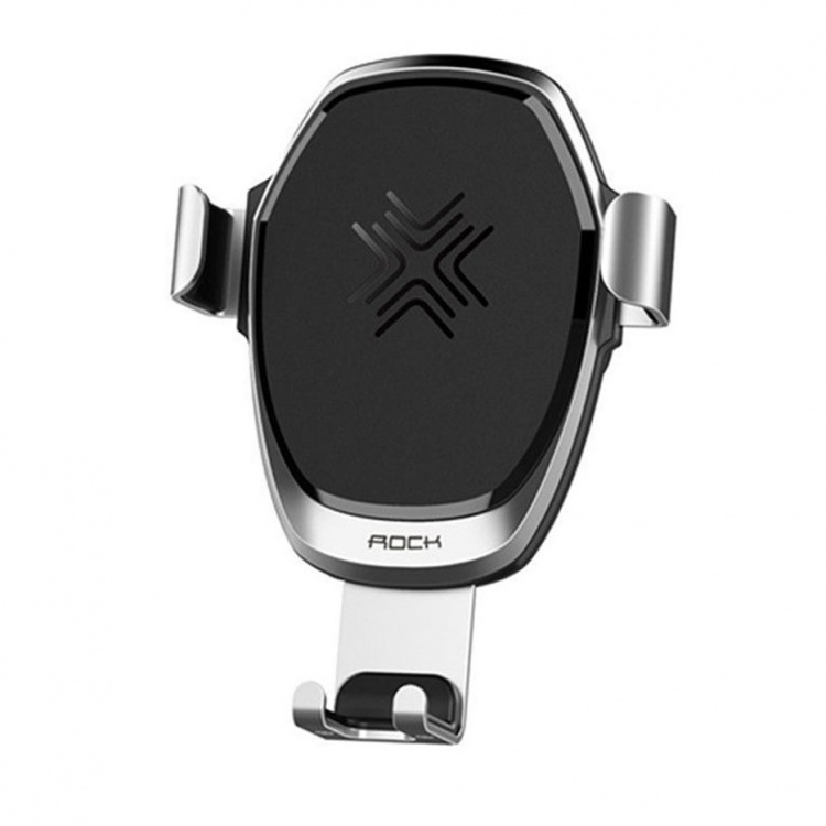 Автодержатель Rock Gravity Car Mount Wireless Charger 7.5W/10W (Silver)