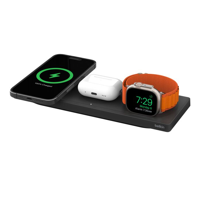 Беспроводная зарядка Belkin 3-in-1 MagSafe Wireless Stand Black (WIZ016VFBK)