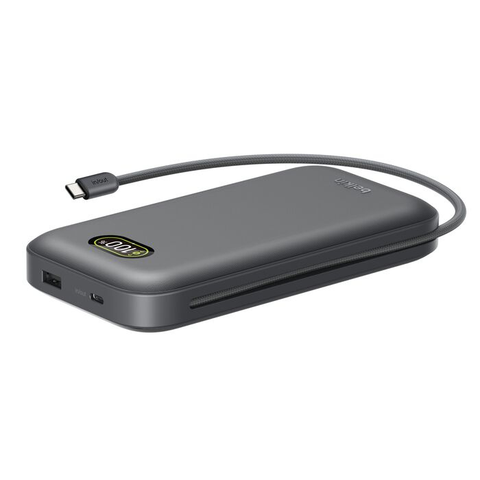Зарядний пристрій Power Bank Belkin 27000мАh, 240W, з інтегрованим кабелем USB-C	(Charcoal) (BPB040HQCH)