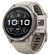 Garmin Fenix 9 Pro 43mm AMOLED Sapphire Titanium with Fog Gray/Dark Sandstone Silicone Band (010-04335-85/86)