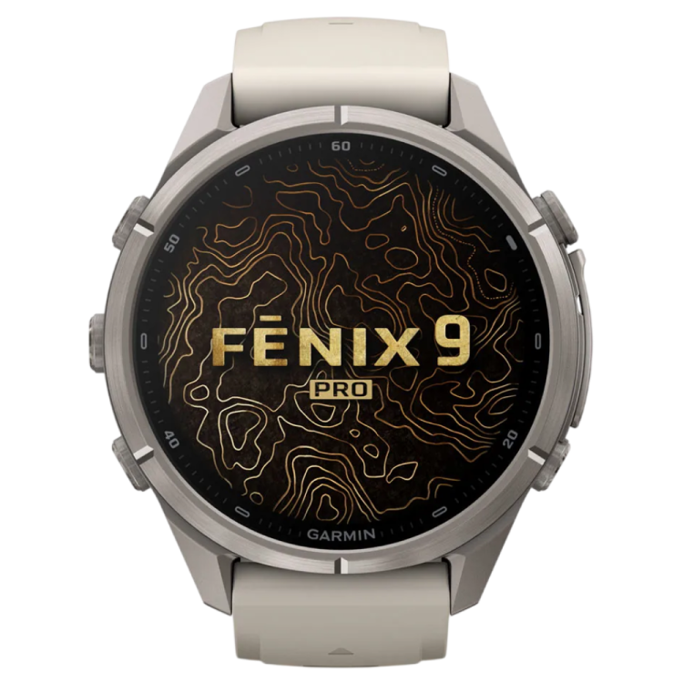 Garmin Fenix 9 Pro 43mm AMOLED Sapphire Titanium with Fog Gray/Dark Sandstone Silicone Band (010-04335-85/86)