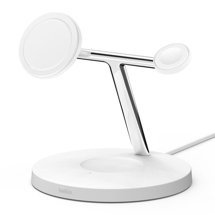 Безпровідна зарядка Belkin 3-in-1 Wireless Charger with MagSafe 15W White (WIZ017VFWH)
