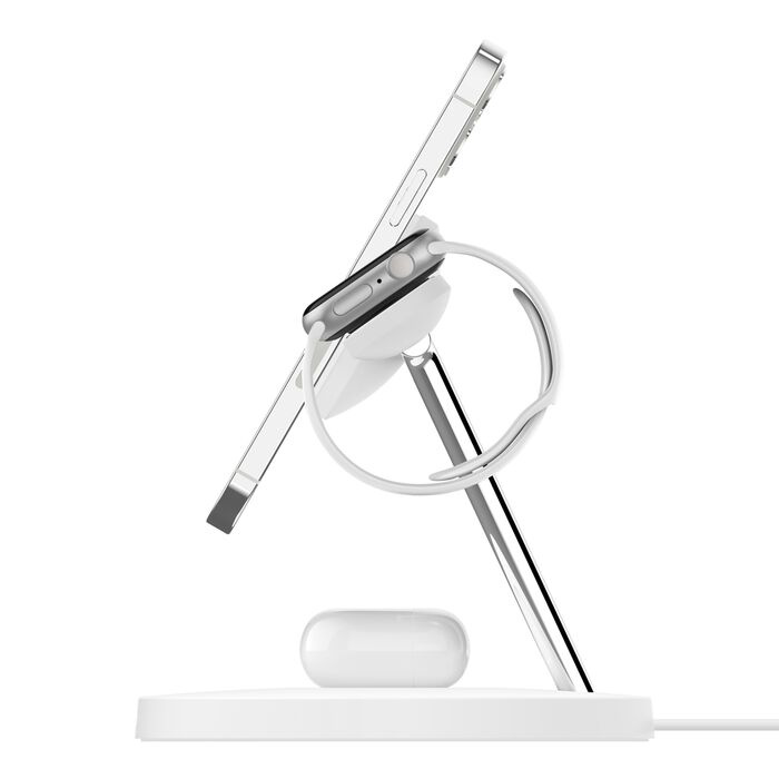 Безпровідна зарядка Belkin 3-in-1 Wireless Charger with MagSafe 15W White (WIZ017VFWH)