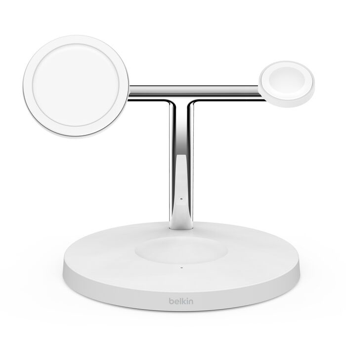 Безпровідна зарядка Belkin 3-in-1 Wireless Charger with MagSafe 15W White (WIZ017VFWH)