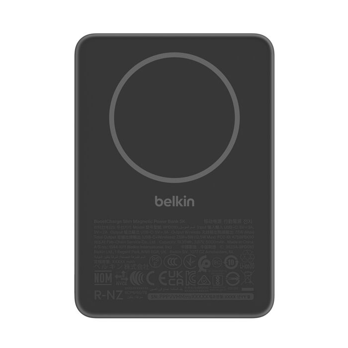 Зарядний пристрій Power Bank Belkin 5000мАh, 15W/Qi2 7.5W, Slim Magnetic (Black) (BPD010HQBK)