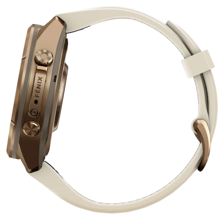 Garmin Fenix 9 Pro 43mm AMOLED Sapphire Autumn Gold Titanium with Cream/French Gray Silicone Band (010-04335-25/26)
