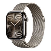 Apple Watch Series 10 46mm Natural Titanium Case with Natural Milanese Loop M/L (MWYC3)