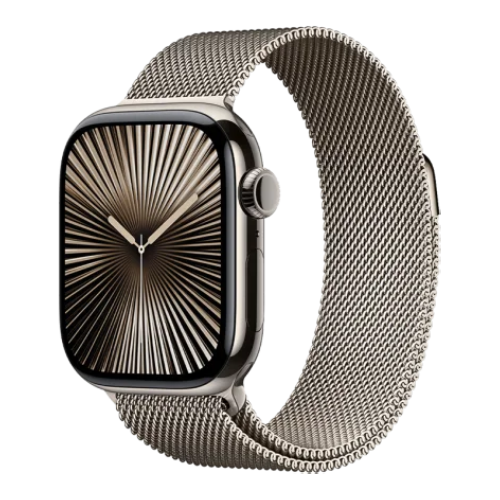 Apple Watch Series 10 46mm Natural Titanium Case with Natural Milanese Loop M/L (MWYC3)
