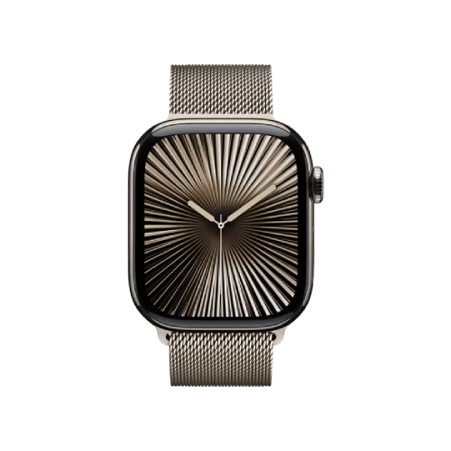 Apple Watch Series 10 46mm Natural Titanium Case with Natural Milanese Loop M/L (MWYC3)