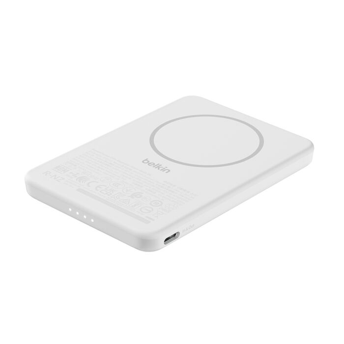 Зарядний пристрій Power Bank Belkin 5000мАh, 15W/Qi2 7.5W, Slim Magnetic (White) (BPD010HQWH)