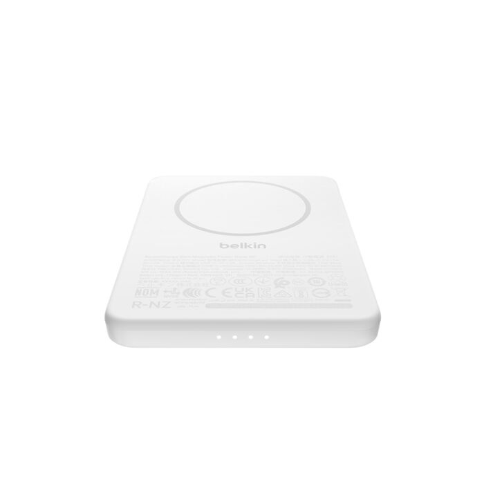 Зарядний пристрій Power Bank Belkin 5000мАh, 15W/Qi2 7.5W, Slim Magnetic (White) (BPD010HQWH)