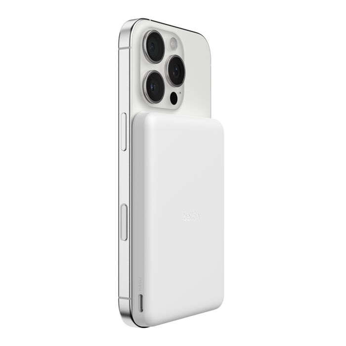 Зарядний пристрій Power Bank Belkin 5000мАh, 15W/Qi2 7.5W, Slim Magnetic (White) (BPD010HQWH)