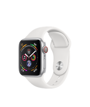 Apple Watch Series 4 GPS + Cellular 40mm Silver Aluminum Case with White Sport Band (MTUD2)