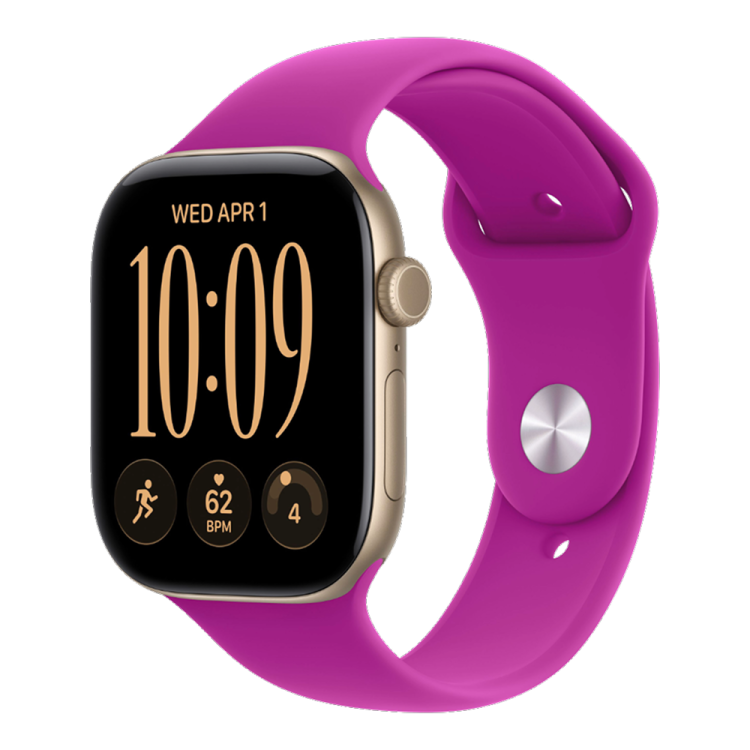 Apple Watch Series 12 GPS 42mm Light Gold Aluminum Case with Magenta Sport Band - S/M
