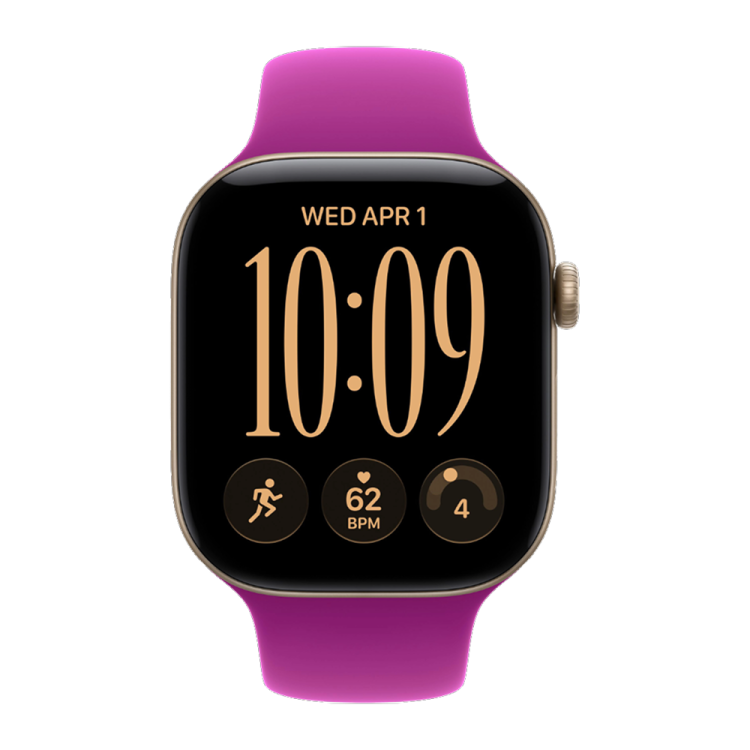 Apple Watch Series 12 GPS 42mm Light Gold Aluminum Case with Magenta Sport Band - S/M