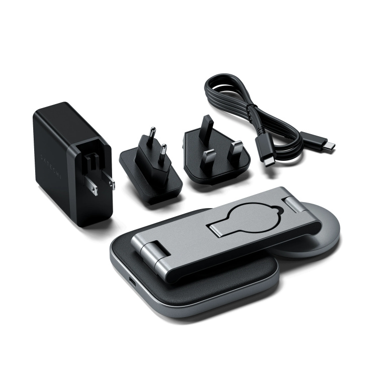 Беспроводная зарядка Satechi 3-in-1 Foldable Qi2 Space Gray (ST-Q31FM-EA)