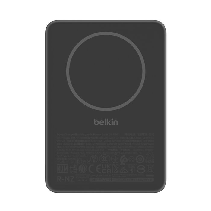 Зарядний пристрій Power Bank Belkin 5000мАh, 15W/Qi2 7.5W, Slim Magnetic Ring (Black) (BPD020HQBK)