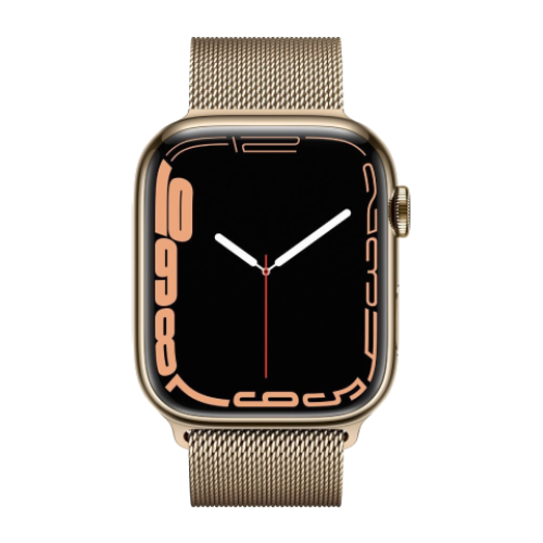 Apple Watch Series 7 GPS + LTE, 41mm Gold Stainless Steel Case with Gold Milanese Loop (MKHH3/ MKJ03)