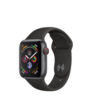 Apple Watch Series 4 GPS + Cellular 40mm Space Gray Aluminum Case with Black Sport Band (MTUG2)
