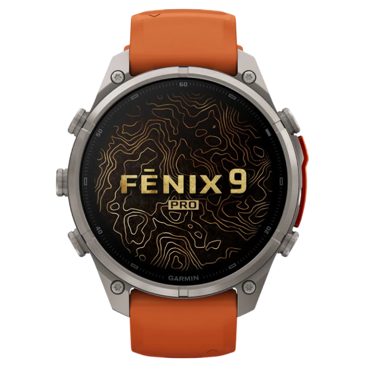 Garmin Fenix 9 Pro 47mm AMOLED Sapphire Titanium with Autumn Orange/Spark Orange Silicone Band (010-04336-05/06)