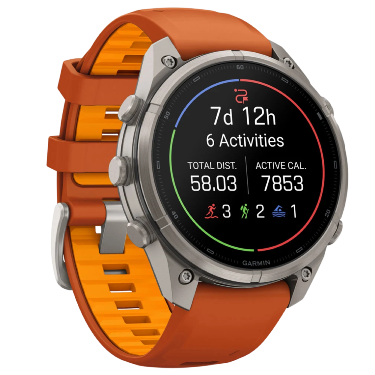 Garmin Fenix 9 Pro 47mm AMOLED Sapphire Titanium with Autumn Orange/Spark Orange Silicone Band (010-04336-05/06)
