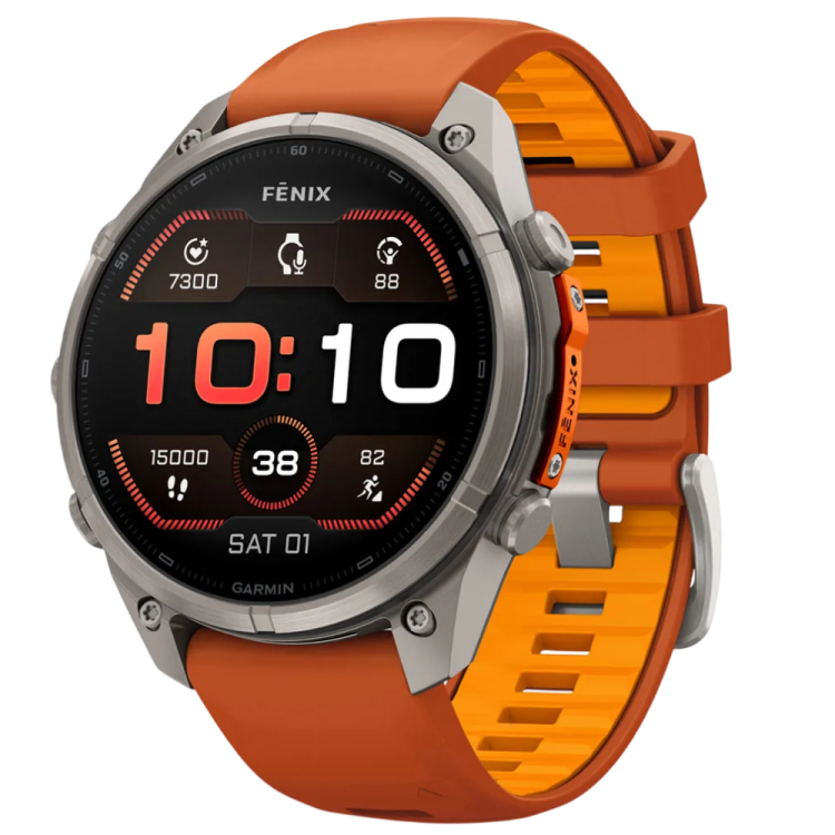 Garmin Fenix 9 Pro 47mm AMOLED Sapphire Titanium with Autumn Orange/Spark Orange Silicone Band (010-04336-05/06)