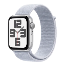 Apple Watch SE 2 GPS 44mm Silver Aluminium Case w. Blue Cloud Sport Loop (MXET3)