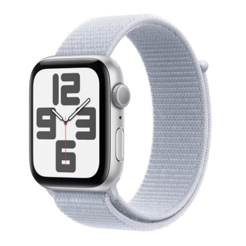 Apple Watch SE 2 GPS 44mm Silver Aluminium Case w. Blue Cloud Sport Loop (MXET3)