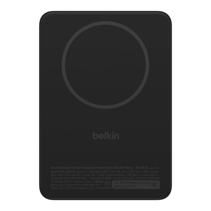 Зарядний пристрій Power Bank Belkin 5000мАh, 20W PD/Qi2 15W, Magnetic Kickstand (Black) (BPD011HQBK)