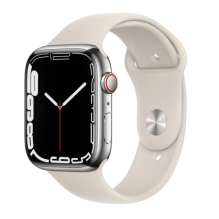 Apple Watch 45mm GPS+LTE Silver Stainless Steel Case with Starlight Sport Band (MKJV3)
