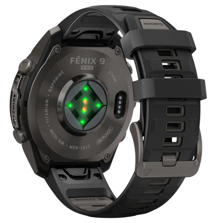 Garmin Fenix 9 Pro 47mm AMOLED Sapphire Carbon Gray DLC Titanium with Black/Pebble Gray Silicone Band (010-04336-15/16)