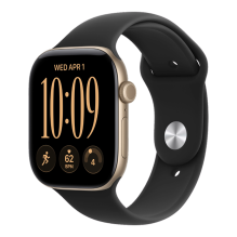 Apple Watch Series 12 GPS 42mm Light Gold Aluminum Case with Black Sport Band - S/M