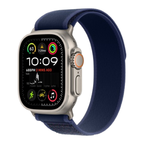 Apple Watch Ultra 2 49mm Natural Titanium Case with Blue/Trail Loop M/L 2024 (MX4L3)