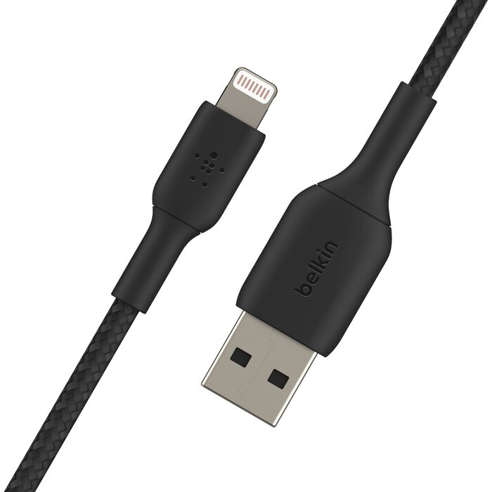 Кабель Belkin Braided Lightning 1m Black (CAA002BT1MBK)