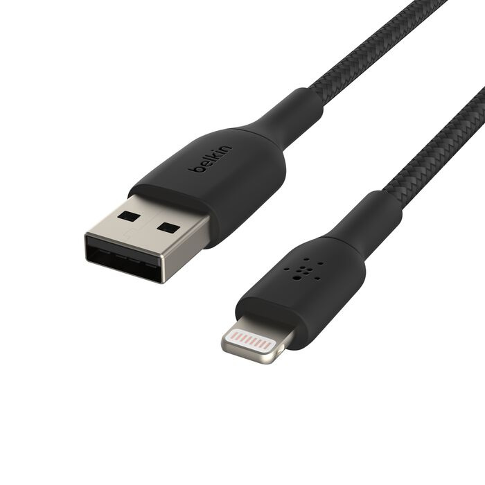 Кабель Belkin Braided Lightning 1m Black (CAA002BT1MBK)