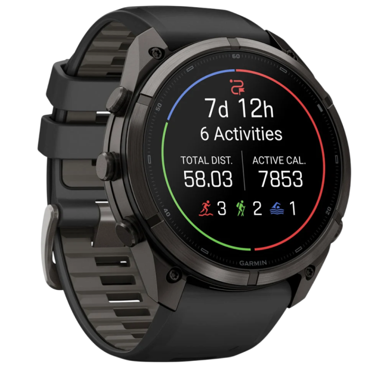 Garmin Fenix 9 Pro 51mm AMOLED Sapphire Carbon Gray DLC Titanium with Black/Pebble Gray Silicone Band (010-04337-15/16)