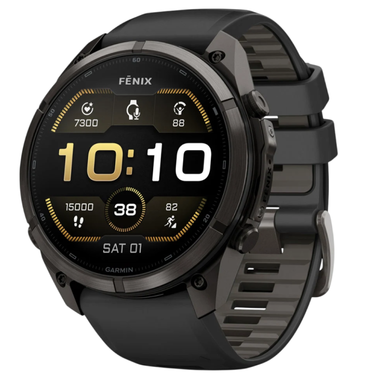 Garmin Fenix 9 Pro 51mm AMOLED Sapphire Carbon Gray DLC Titanium with Black/Pebble Gray Silicone Band (010-04337-15/16)