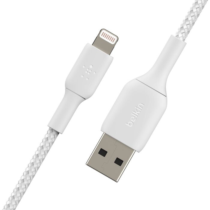 Кабель Belkin Braided Lightning 1m White (CAA002BT1MWH)