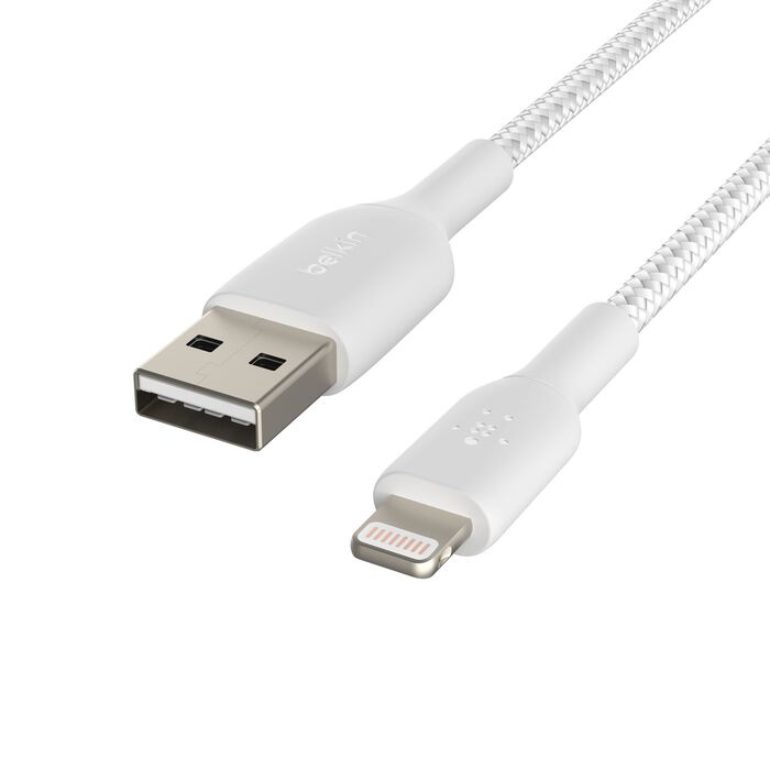 Кабель Belkin Braided Lightning 1m White (CAA002BT1MWH)