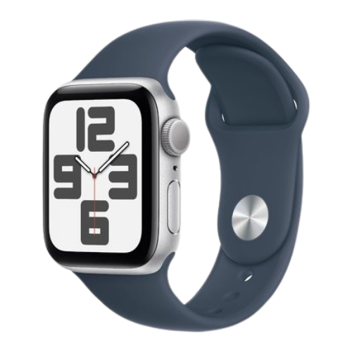 Apple Watch SE 2 2023 44mm GPS Silver Aluminum Case with Storm Blue Sport Band - M/L (MREE3) бу