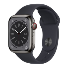 Apple Watch 8 41mm GPS+LTE Graphite Stainless Steel Case with Midnight Sport Band (MNJJ3)