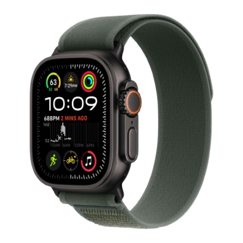 Apple Watch Ultra 2 49mm Black Titanium Case with Green Trail Loop M/L 2024 (MYTJ3/ MYQ43)