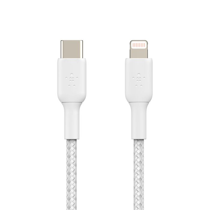 Кабель Belkin Braided USB-С to Lightning 1m White (CAA004BT1MWH)